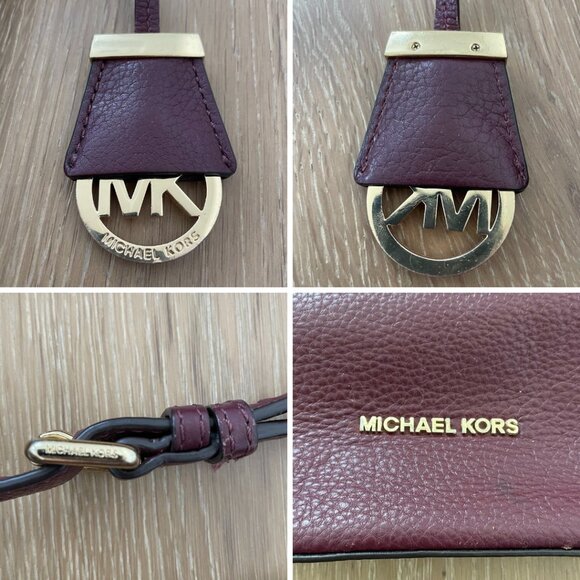 Michael Kors Purse Burgundy Maroon Red Oxblood Leather Pebbled 30T5GBFM2L Red - Picture 13 of 16